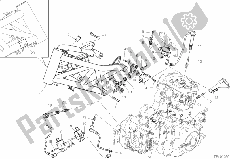 All parts for the Frame of the Ducati Diavel Xdiavel S Thailand 1260 2019